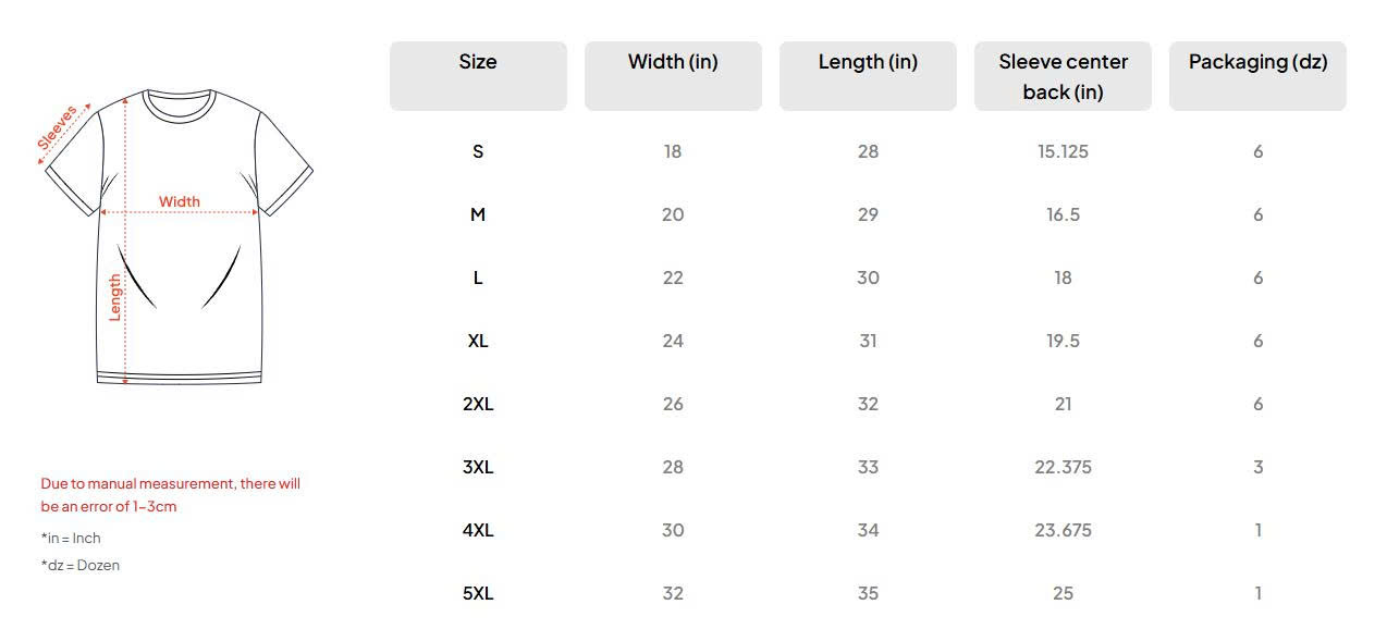 hihoboken Official Size Chart